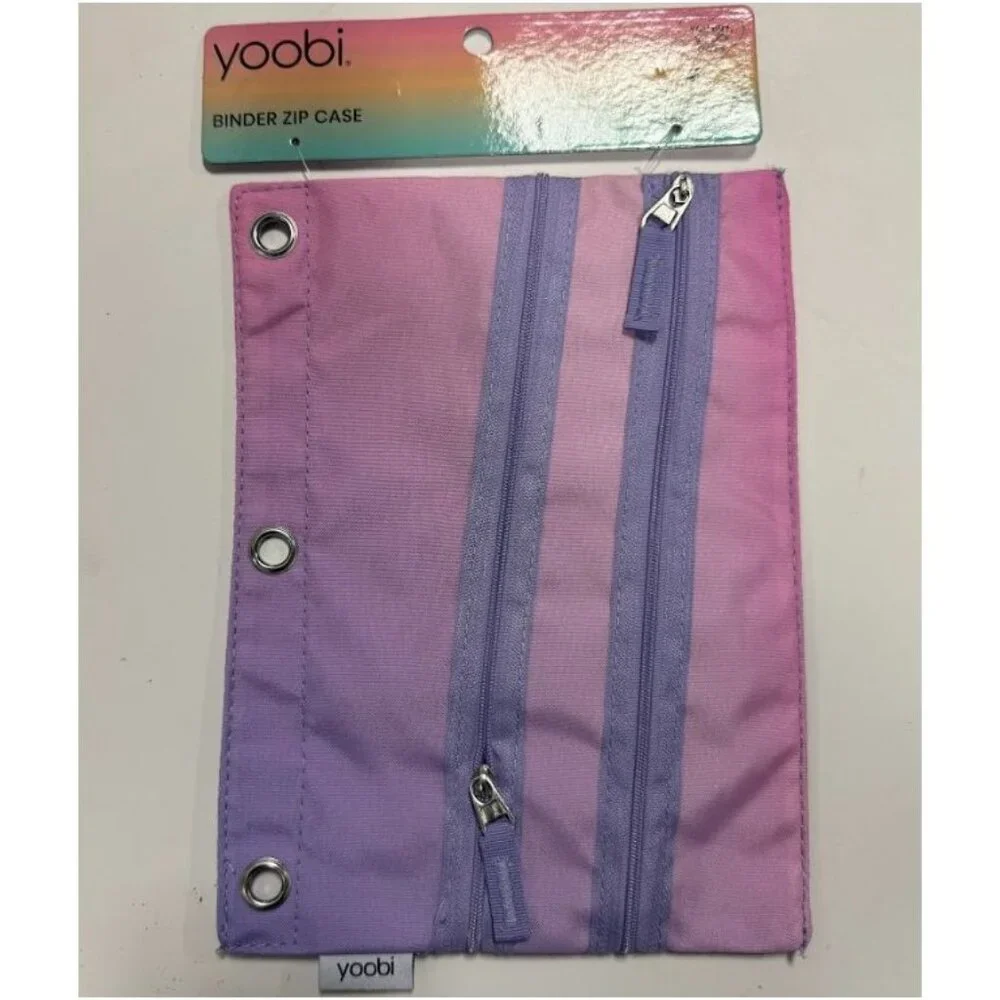 Yoobi Double Zip Binder Pencil Case Purple Ombre